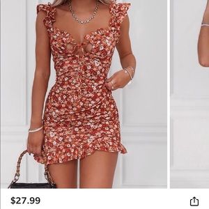 Floral Ruffle Trim Mini Dress